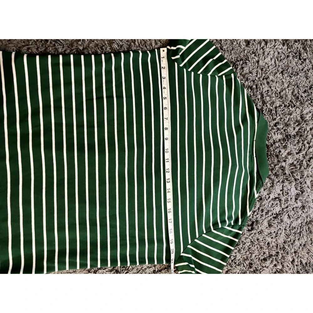 Polo Ralph Lauren Polo Shirt Classic Fit Green w/ White Stripe M Medium EUC